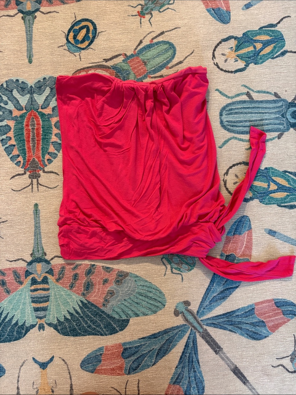 bebe Hot Pink Strapless Tie-Detail Tube Top